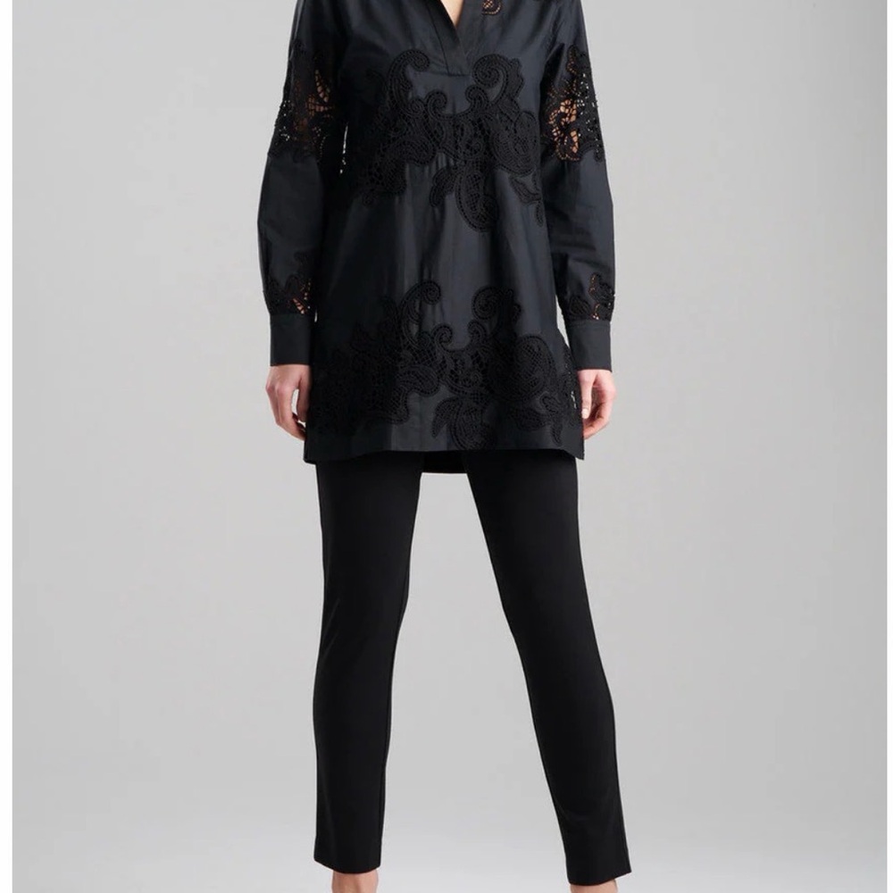 Natori Black Lace Detail Blouse